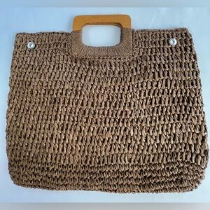 Rattan handwoven bag, Straw handwoven bag, Handmade tote bag, Summer bag-Brown